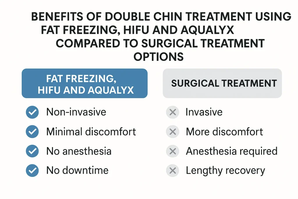 Graphic about the benefits of double chin treatment Bognor Regis - from LA LIPO