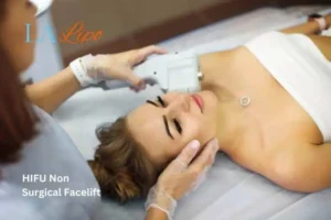 Woman having Hi-Fu to reduce wrinkles Bognor Regis.